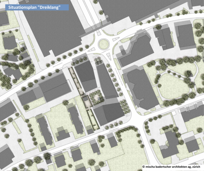 Situationsplan von mischa badertscher architekten ag: Siegerprojekt Dreiklang, Sursee